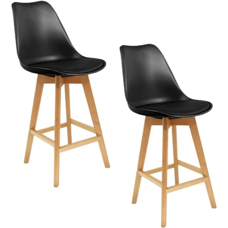 2 Tabourets de bar en bois scandinaves Home Factory