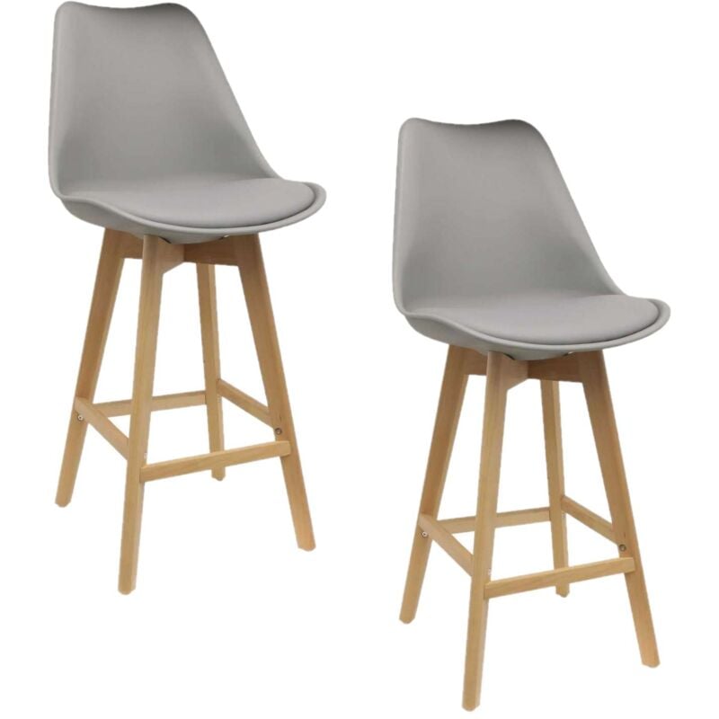 2 Tabourets de bar en bois scandinaves Home Factory