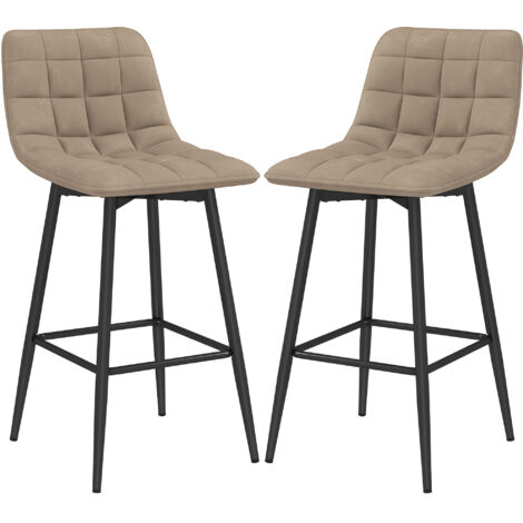 2 Tabourets de Cuisine Style Scandinave en Tissu Velours et Métal, 45x47x84 cm, Marron