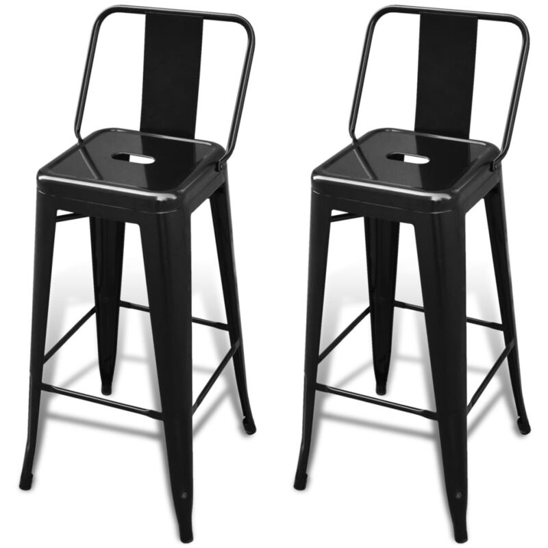 

vidaXL Taburetes de Cocina 2 Unidades de Acero Negro - Negro