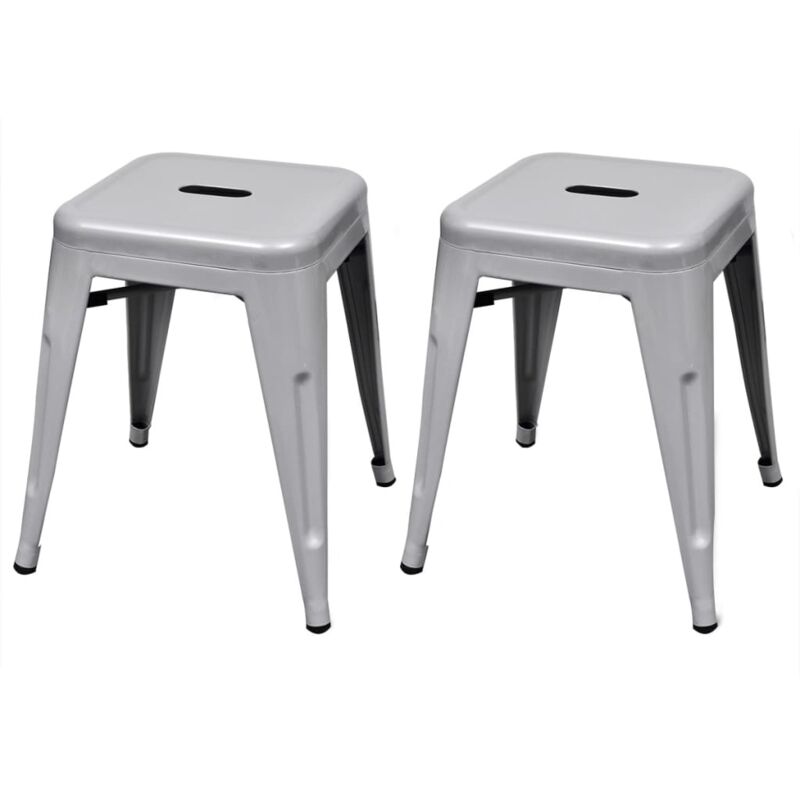 

vidaXL Taburetes Apilables 2 Unidades de Metal Gris - Gris