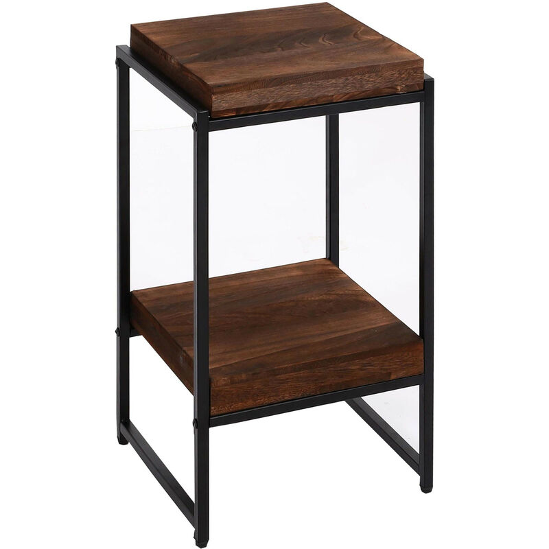 Table à fleurs HWC-K71 - étagère à fleurs table d'appoint étagère à plantes - certifiée mvg mdf métal - brun foncé - 61cm