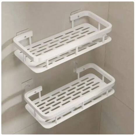 2 tagres de salle de bain panier de douche organisateur sans perage