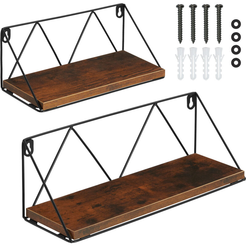 Tectake - Lot de 2 étagères murales Style industriel Montage facile