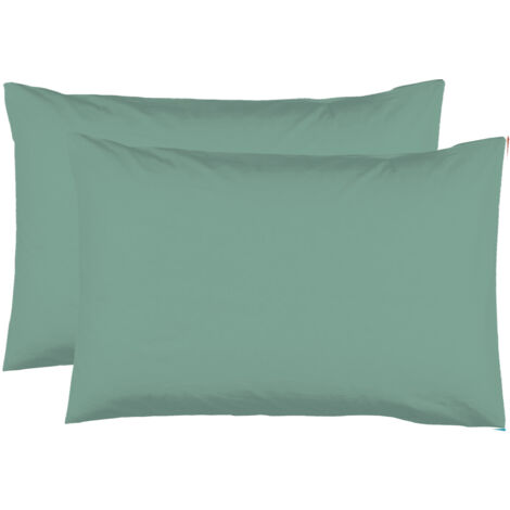 2 Taies d'oreiller 50 x 70 cm - Vert tilleul - 100% coton 57 Fils