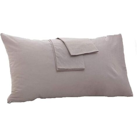 2 taies d'oreiller 50x70cm 100% coton taie d'oreiller anti-acariens pour la maison, taie d'oreiller d'hôtel (gris-50x70cm)