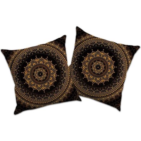 2 taies d'oreiller aspect lin pour coussins déco, coussins, coussins de canapé, housses de coussin, imprimés mandala et style ethnique (mandala vintage 1, 50x50 cm)