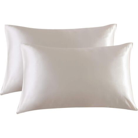 2 taies d'oreiller en satin 50 x 75 cm (blanc)-Fei Yu