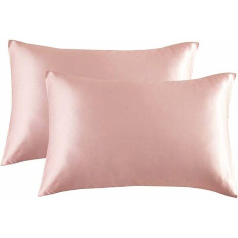 2 taies d'oreiller en satin 50 x 75 cm (rose)-Fei Yu