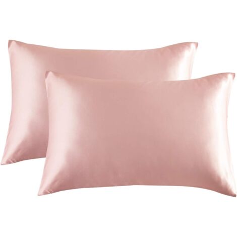 2 taies d'oreiller en satin 50 x 75 cm (rose)-Fei Yu