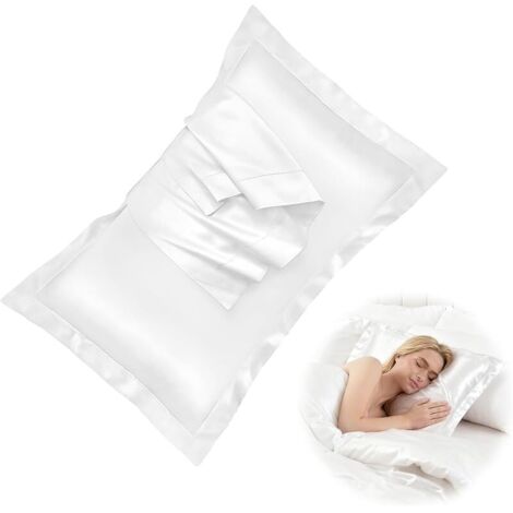 2 taies d'oreiller en soie (50 x 80 cm/22 momme) - Luxueuses, hypoallergéniques, soin parfait pour la peau et les cheveux, douceur exceptionnelle, taies d'oreiller en soie avec fermeture à rabat