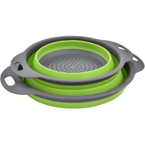 2 Tailles, Y Compris 8 Pouces Et 9,5 Pouces Passoire Pliable Silicone, Colander Set, Portable Panier De Fruits, Conomisez De L'espace De Cuisine,