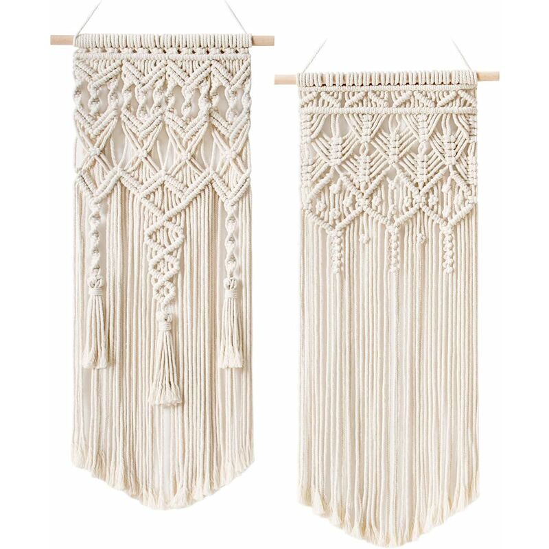 

2 tapices tejidos de macramé para colgar en la pared, estilo bohemio, elegante, hermoso apartamento, dormitorio, boda, apartamento, dormitorio,