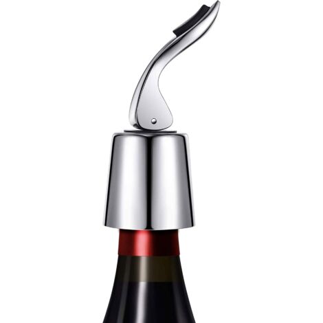 2 tapones de vino de acero inoxidable al vacío, reutilizables, color plateado