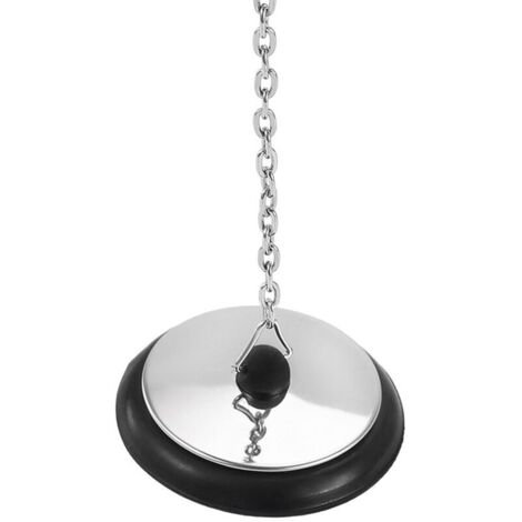 2 tappi di scarico, tappo universale per vasca da bagno con lunga catenella a sfere in metallo e anello per appenderlo, tappo