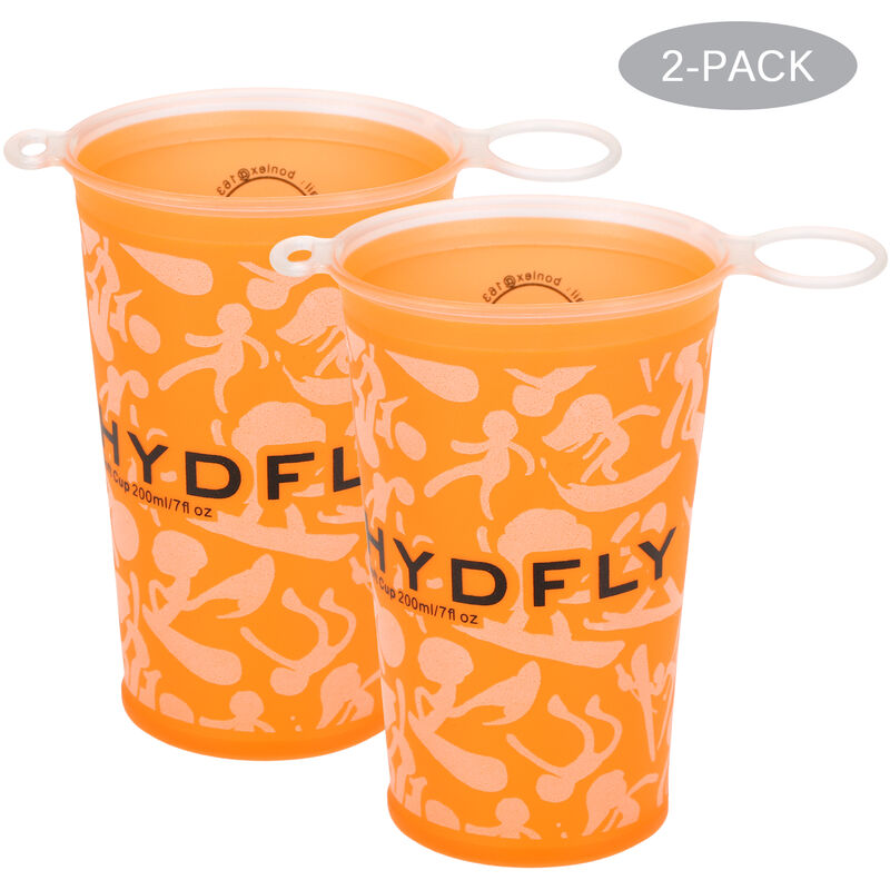 

2 tazas de agua blanda plegable de 200 ml para deportes al aire libre, senderismo, ciclismo, acampada, funcionamiento,naranja