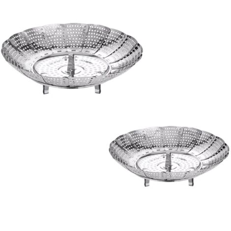 2-teilige Dampfgareinsätze aus Edelstahl 304, faltbar und leicht zu reinigen, für Gemüse (14 cm bis 22 cm) (16 cm bis 24 cm)