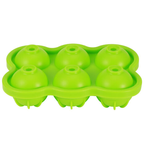 2-teilige Eiskugelform aus lebensmittelechtem Silikon mit 6 Mulden für die Küche (Grün)