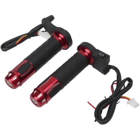 2-teilige, elektrisch beheizbare Motorradgriffe (22 mm), Aluminiumlegierung, Winterheizung, 12–14 V, Rot
