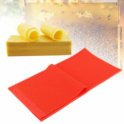 2-teilige Gummi-Pressform für selbstgemachte Bienenwachs-Mittelwände – Wabenstruktur, Rot, 5,4 mm, 44 x 23 cm – Für professionelle Imkerei und Mustererstellung. Weitere Produkte