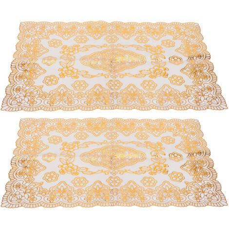 2-teilige PVC-Untersetzer 30x45 cm Gold - Tischschoner für Küche und Hochzeit