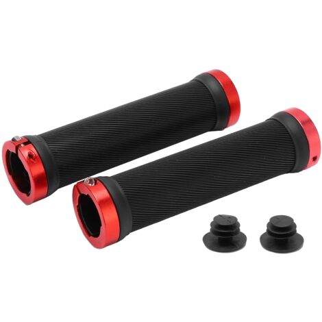 2-teilige rutschfeste Fahrradgriffe mit Kunststoff-Endkappen für 22-mm-Rennräder und Mountainbikes, Rot