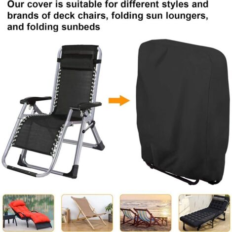 2-teilige Schutzhülle für klappbare Gartenliegen (Schwarz, 94 x 34 x 110 cm), Windschutz für Gartenstühle, Schutzhülle für Gartenliegen