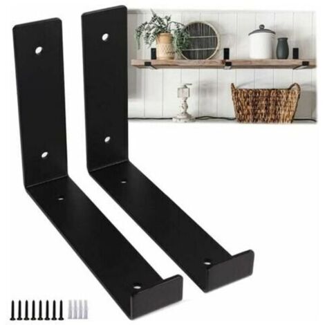 2-teilige schwarze Regalträger, 20 cm – robuste Wandhalterung für Garagen, industrielle Wandhalterung, Wanddekoration