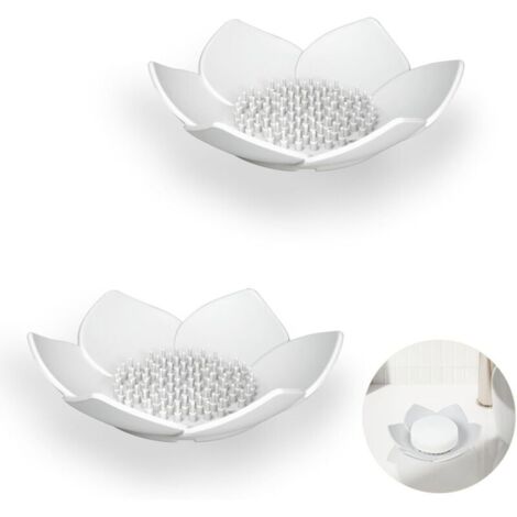 2-teilige Silikon-Seifenschale, rutschfester Seifenhalter mit Abfluss, Badezimmer-Seifenschale, stabiler Seifenhalter für Dusche, Küche und Badewanne (Weiß)