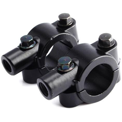 2-teilige universelle Motorradspiegelhalterung, Schwarz – 10 mm 7/8" Aluminium-Lenkerhalterung