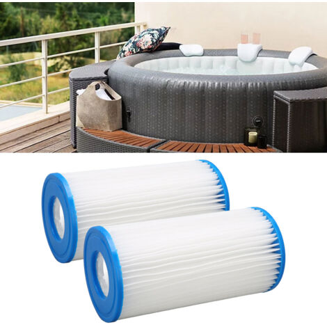 2-teilige, waschbare Polyester-PP-Whirlpoolfilterkartusche, 204 x 104 mm, kompatibel mit Kinderbecken