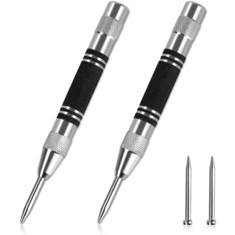 2-teiliger automatischer Stanzer, 128 mm verstellbarer automatischer Schlagstanzer, federbelasteter Körner, kommt mit 2 Metall-Ersatzköpfen, für Holz, Wand, Kunststoff, weiches Metall, Fensterglas