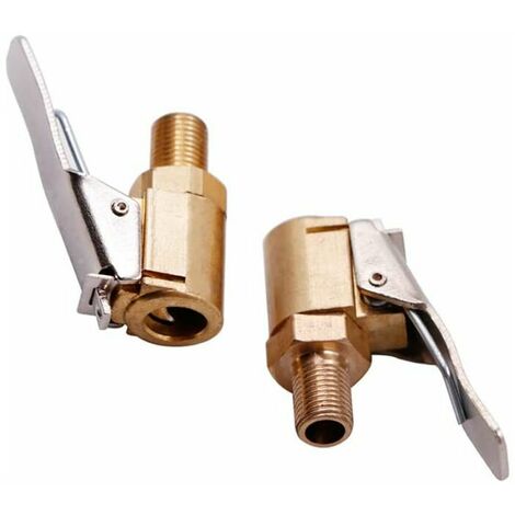 2-teiliger Autoreifen-Ventiladapter, 8-mm-Pumpendüse, Messing, Inflationsventil, Clip, Klemmverbinder, Adapter für Auto- oder LKW-Reifen 56Vingt