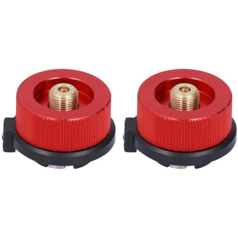 2-teiliger Camping-Gaskocher-Adapter mit automatischer Abschaltfunktion, rot, für Gasflasche
