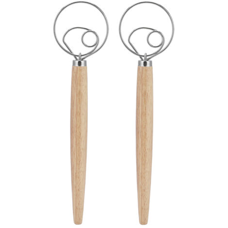 2-teiliger Edelstahl-Handschneebesen mit Eichenholzgriff für die Küche