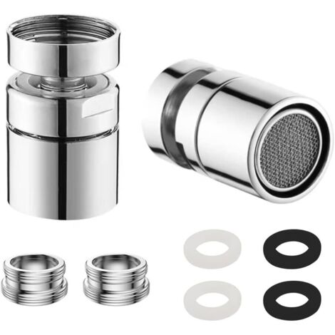 2-teiliger Edelstahl-Wasserhahn-Luftsprudler, 360° drehbar, mit Luftspaltfilter für Küchen- und Badezimmerarmaturen, inklusive M22/M24-Außengewinde-Adapter