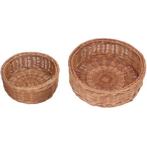 2-teiliger, handgeflochtener Brotkorb aus Naturrattan zur Aufbewahrung von Obst und Gemüse in Küche, Esszimmer oder Restaurant