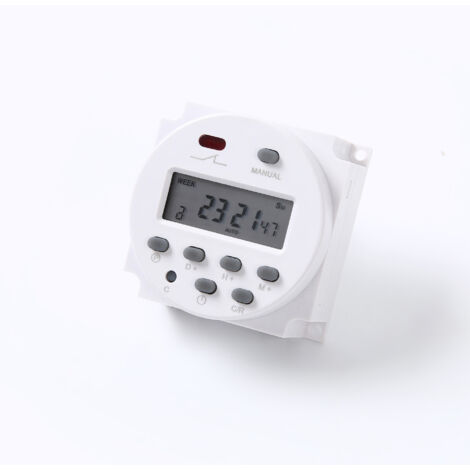2-teiliger programmierbarer Uhrenschalter, modularer Timer, mit programmierbarem Timer und digitalem LCD-Bildschirm, programmierbarer Timer-Steckdose, 8 Klemmenblöcke, CN 101A, 12 V DC 16 A