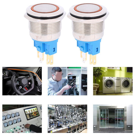 2-teiliger Reset-Druckknopf, 22 mm, 6-polig, DC 3–6 V, IP65, Orange