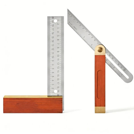 2 Teiliger Schreinerwinkel, 250 mm Anschlagwinkel, 200 mm verstellbare Multifunktions Schmiege, Palisandergriff, Edelstahllineal, Winkelschmiege ist für Holzarbeiter und Handwerker geeignet