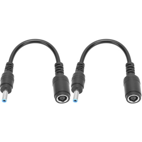 2-teiliger schwarzer Adapter (Buchse auf Stecker) für HP/Dell, 7,4 x 5,0 mm auf 4,5 x 3,0 mm, gerade und abgewinkelt