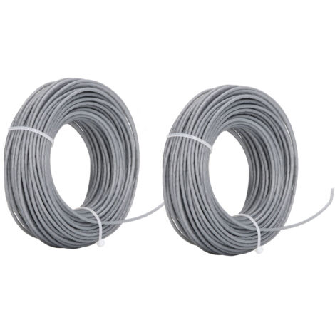 2-teiliger Trimmerfaden 24 m x 2,0 mm, graues Nylon für Bosch ART 24, 27, 30, 36
