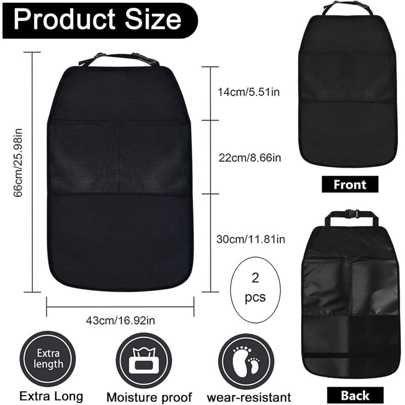 Image of 2-teiliger Universal-Autositz-Organizer mit 2 Taschen, wasserdicht und schmutzabweisend - Schwarz