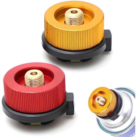 2-teiliger Universal-Gaskartuschenadapter für Campingkocher, Butanzubehör, kompakter und tragbarer Adapter aus Edelstahl für Outdoor-Aktivitäten, ideal zum Campen
