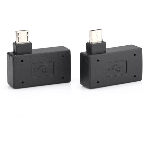 2-teiliger USB 2.0 Micro OTG Adapter (Buchse auf Stecker), 90°-Winkelstecker (links und rechts)