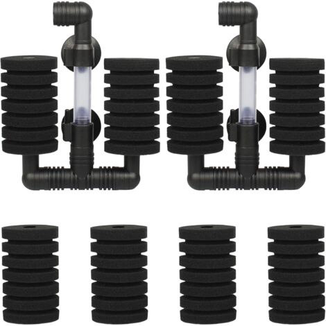 2-teiliges Aquarium-Filter-Verstärker-Set, doppelter Aquarium-Filter mit 4 Ersatzschwämmen für biologische und mechanische Filterung