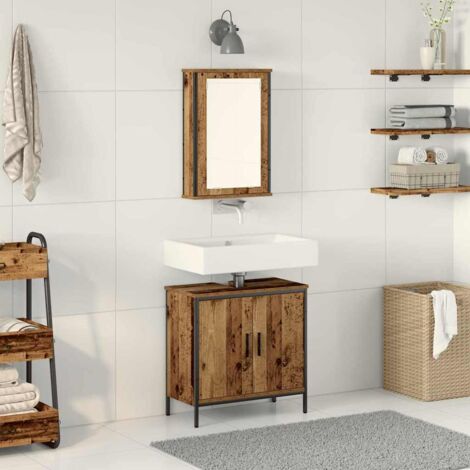 2-teiliges Badezimmermöbelset Altes Holz vidaXL615712