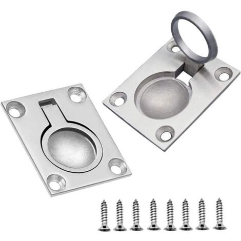 2-teiliges Bootslukengriff-Set, bündig eingelassene Luken für Boote, Edelstahl-Marinegriff, mit 8 Schrauben, für Boote, Yachten, Stauräume