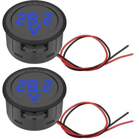 2-teiliges digitales Gleichstrom-Voltmeter (4–100 V), 2-Draht-Spannungsmessgerät für Motorrad, LKW, Wohnmobil, Wohnwagen, Boot