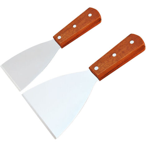 2-teiliges Edelstahl-Spatelset mit Griffen, vielseitiges Teigschaber-Set für Pizza, Steak und Kuchen, Küchenhelfer, groß und klein